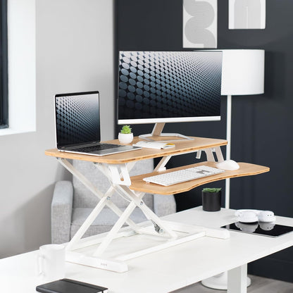 VIVO 26 inch Desk Converter, K Series, Height Adjustable Sit to Stand Riser, Dual Monitor and Laptop Workstation with Keyboard Tray, Black, DESK-V026KB