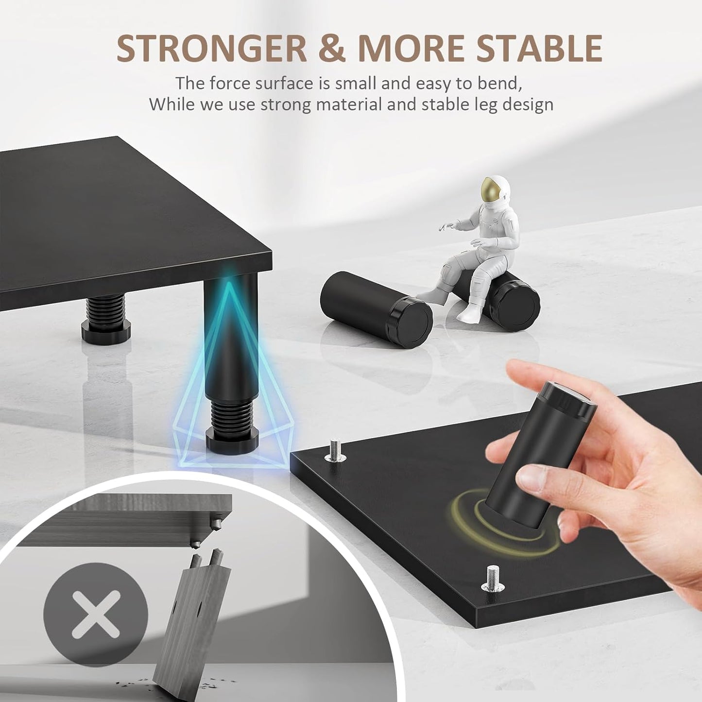 AX Waber Dual Monitor Riser - Adjustable Length & Angle, Wooden Stand for 2 Monitors with Storage