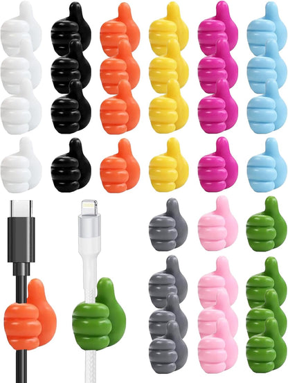 36 Pack Creative Silicone Thumb Wall Hook - Multifunction Adhesive Cable Clip - Self Adhesive Hooks for Cable Organization - Self Adhesive Thumb Cable Organizer Clips Key Hanger, 9 Colors
