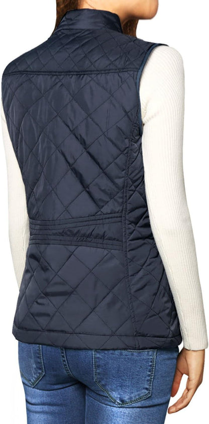 Allegra K Women's Puffer Vest Stand Collar Lightweight Gilet Quilted Zip Vest