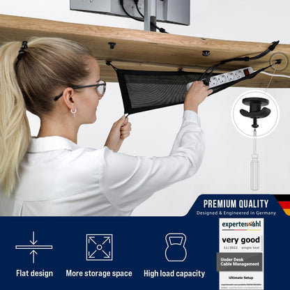 Cable Management net - Under Desk Wire Management - Flexible Under Desk Cable Management Tray White