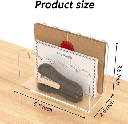 YAGELI 2 Pack 3-Slot Acrylic Mail Organizer for Desktop – Scalloped Clear Document Sorter, Vertical File Holder for Office/Home, Space-Saving Desk Organizer for Letters,Envelope,Bills,Stationery