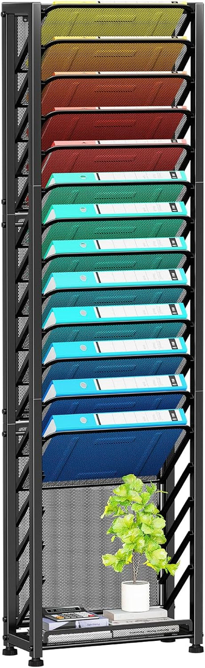 Simple Trending Wall File Organizer, Mesh 7-Tier Vertical Hanging File Holder, Desktop Metal Files Rack for Office and Home, Black