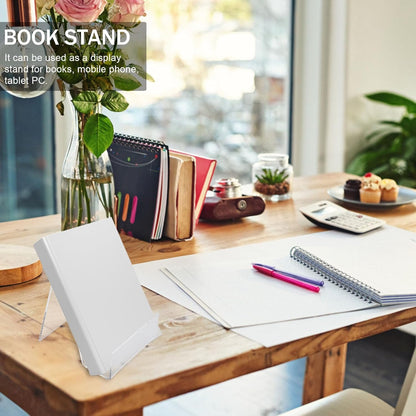 MAGICLULU Transparent Acrylic Book Display Stand 4.13X3.54X2.95 Inch Vertical Book Holder Desktop Shelf for Textbooks Magazines and Tablets