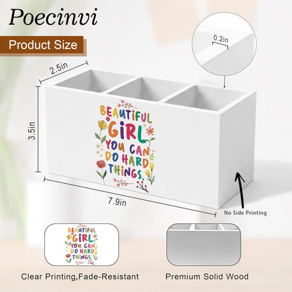 Blue Coquette Bow Pen Holder for Home Office Desk, Girly Office Decor, Preppy Blue Ribbon Bow Aesthetic Wooden Box Sign Pencil Holder for Desk Shelf Organizer