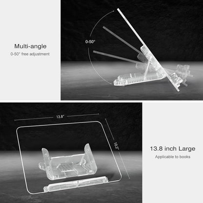 Acrylic Book Stand for Reading, Portable Book Holder for Desk, Angle Adjustable Textbook Stand for Document Recipe, Cookbook, Music Book