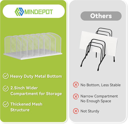 MINDEPOT Desk File Organizer 7 Sections Upright Mesh File Sorter Organizer for Desk, Office Organization File Holder for Home, Office & Classroom (Black, 1Pack)