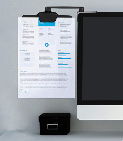 Mount-It! Monitor Document Holder Clip - Paper and Copy Holder Attachment for Typing with 3M Adhesive Sticker, Swivel 360 Degrees, Left and Right Side Mounting (MI-9005)