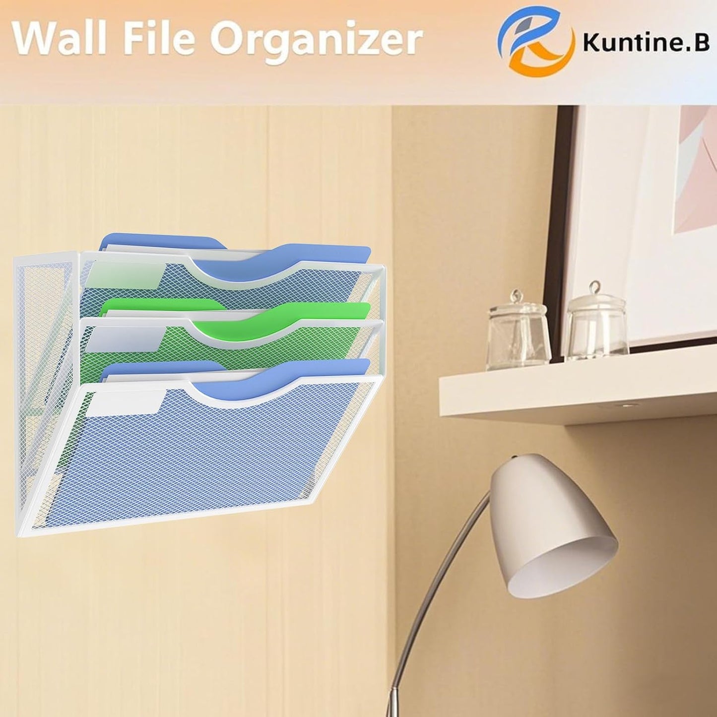 Kuntine.B Wall File Organizer Office Hanging Magazine Holder Wall File Organizer for Office Home (Black, 5 Tier)