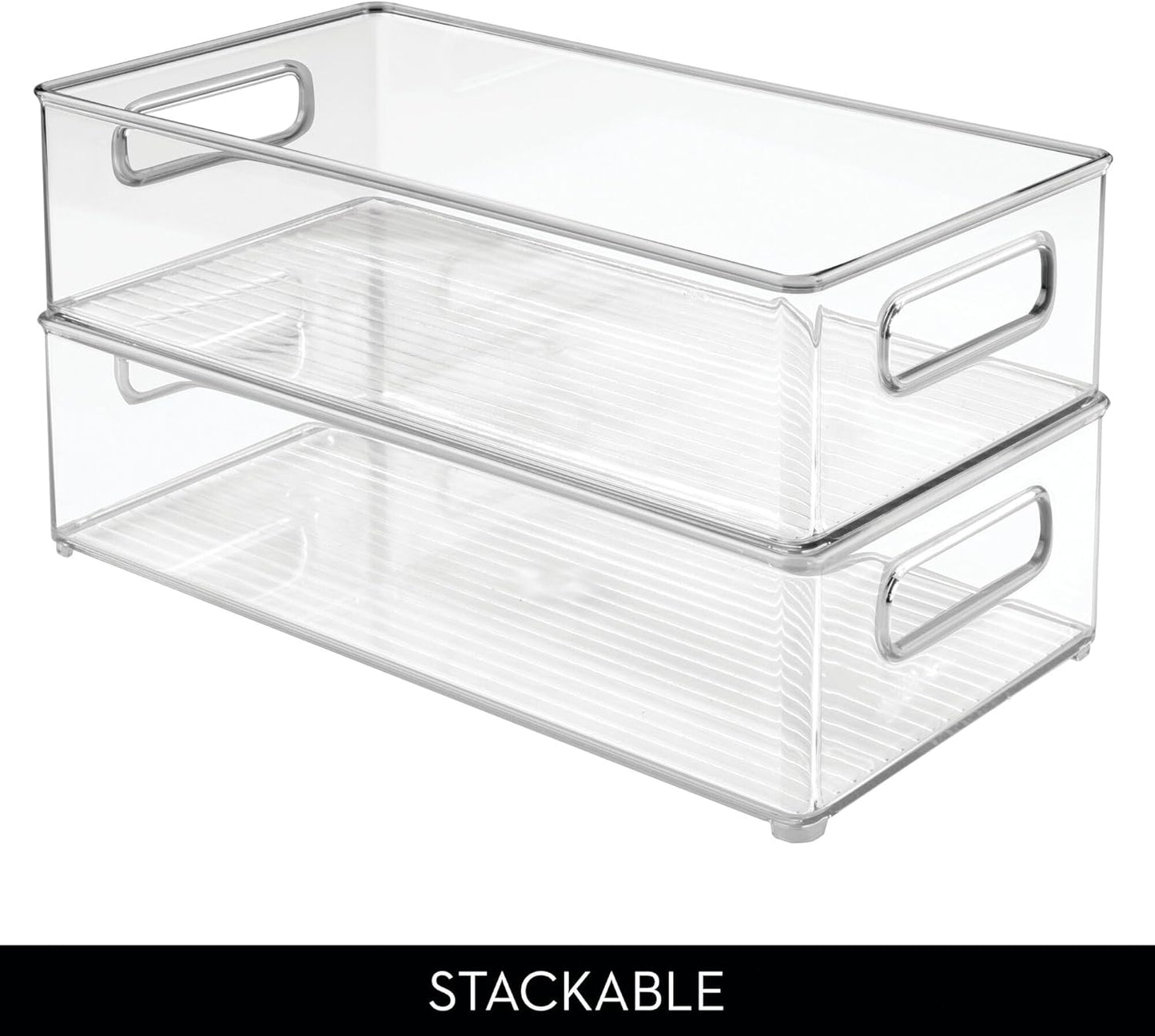 iDesign Stackable Fridge Bin - Storage Bin for Freezer or Pantry, Set of 2, Clear, Made in USA