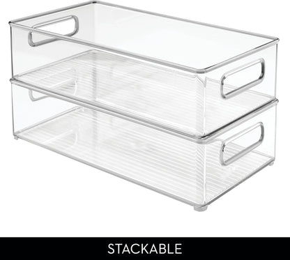 iDesign Stackable Fridge Bin - Storage Bin for Freezer or Pantry, Set of 2, Clear, Made in USA
