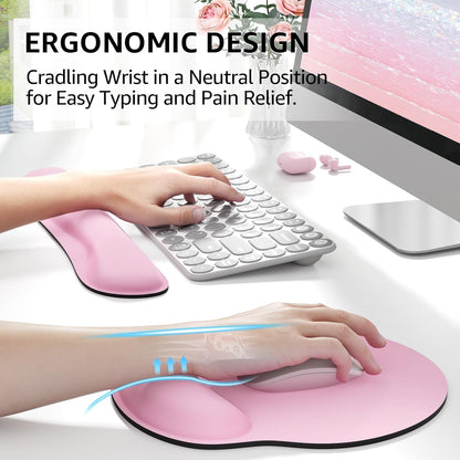 KTRIO Ergonomic Keyboard Wrist Rest and Mouse Pad with Wrist Rest Set, Memory Foam Wrist Support for Typing, Gaming, Office and Home Use, Black