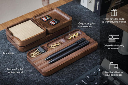 MUUJEE Wooden Desk Tray Organizer - 7.5 x 3.75 for Work Teacher Dad Wood Tray Work Minimalist Rustic