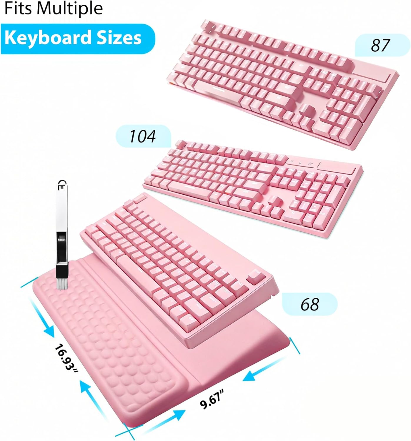 Wrist Rest for Keyboard, Ergonomic Keyboard Stand with Wrist Rest, Soft Memory Foam Wrist pad with Non-Slip Base & Dust Brush, Comfort for Office, Work, Gaming- Black