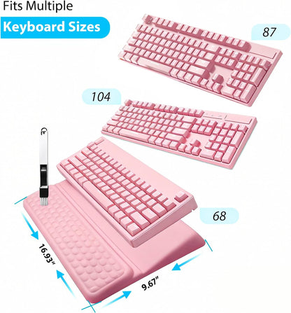 Wrist Rest for Keyboard, Ergonomic Keyboard Stand with Wrist Rest, Soft Memory Foam Wrist pad with Non-Slip Base & Dust Brush, Comfort for Office, Work, Gaming- Black
