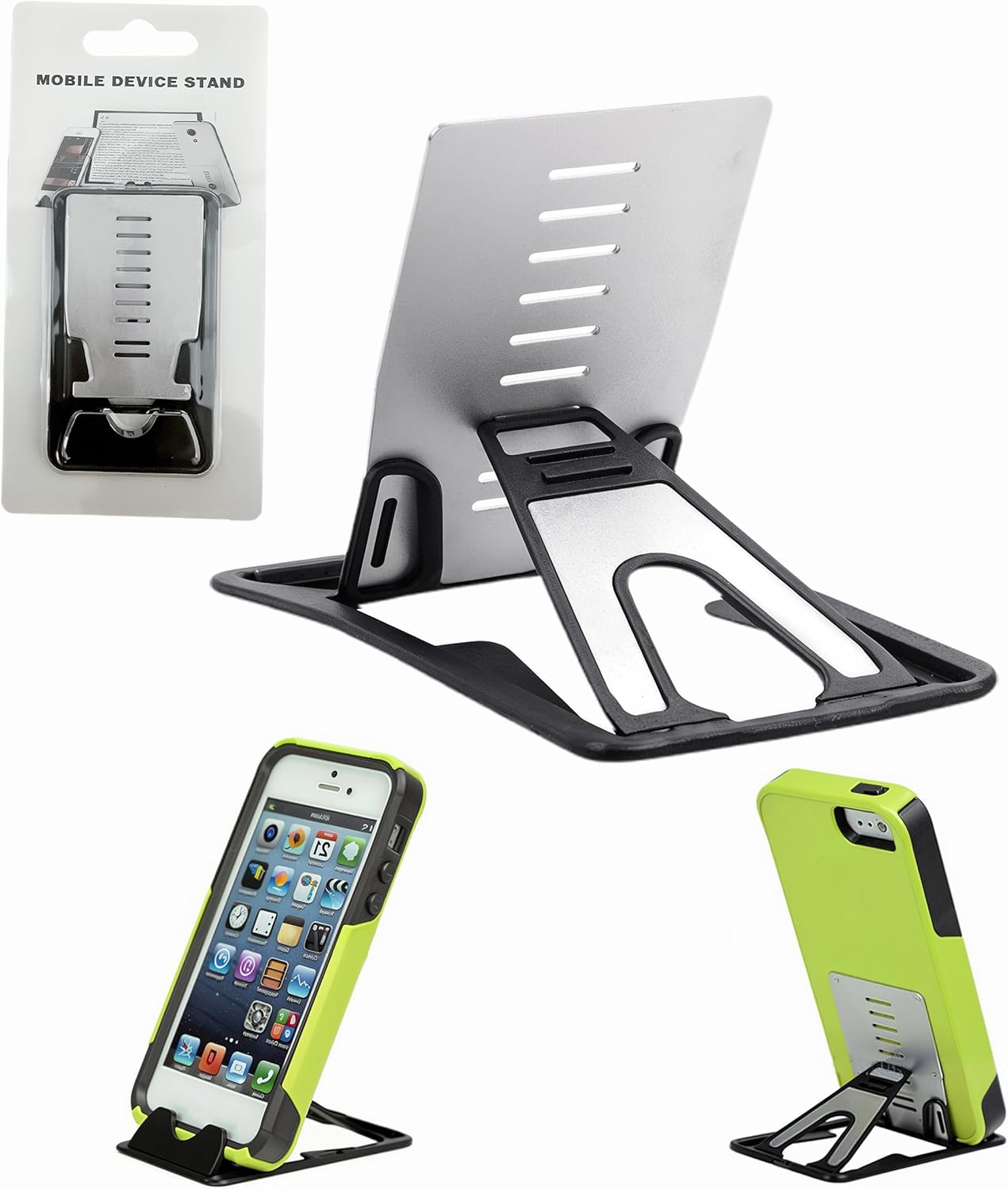Foldable Phone Stand for Desk | Six Position Adjustable Folding Bracket for Cell Phone | Black Cellphone Holder for Desk & Smartphone Stand | Cellphone & Accessories for Men & Women