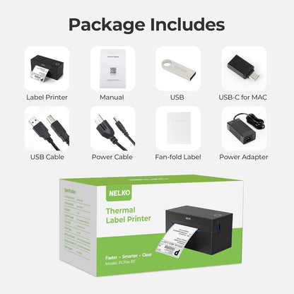 Nelko Bluetooth Thermal Shipping Label Printer, Wireless 4x6 Shipping Label Printer for Shipping Packages, Support Android, iPhone and Windows, Widely Used for Amazon, Shopify (Black)