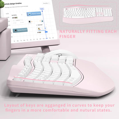 Wireless Keyboard and Mouse Combo,2.4G Full Size Wave Keys Ergonomic Keyboard with Wrist Rest for Natural Typing, 3 DPI Adjustable Ergonomic Silent Mouse for Computer/Laptop/Windows/Mac (Gray)