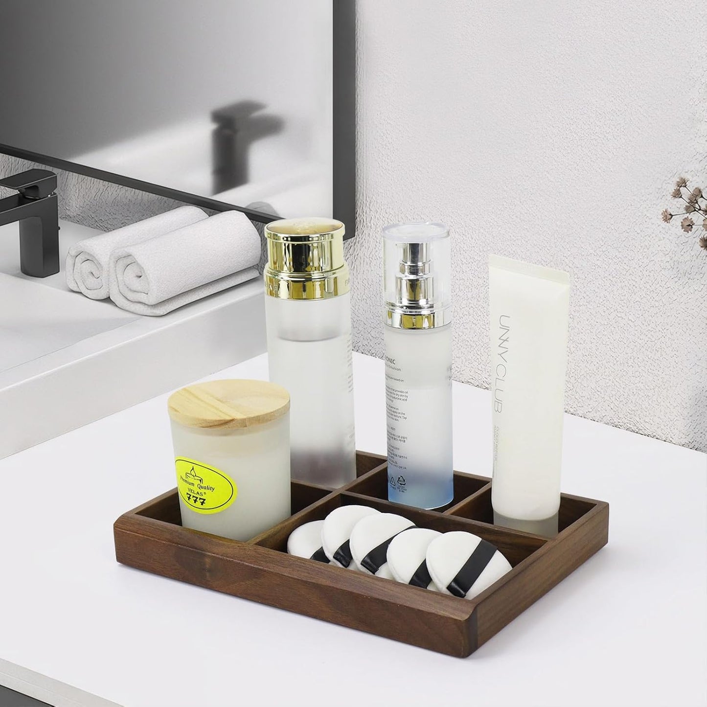 MultiBey Acacia Wood Valet Tray Nightstand Organizer, Wooden Valet Trays for Men Women, Wood Desk Organizer Drawer, EDC Essentials Catchall Tray for Phones, Watch, Pens, Keys