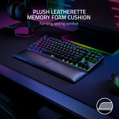 Razer Ergonomic Wrist Rest for Mini Keyboards: Plush Leatherette Memory Foam Cushion - Anti-Slip Rubber Feet