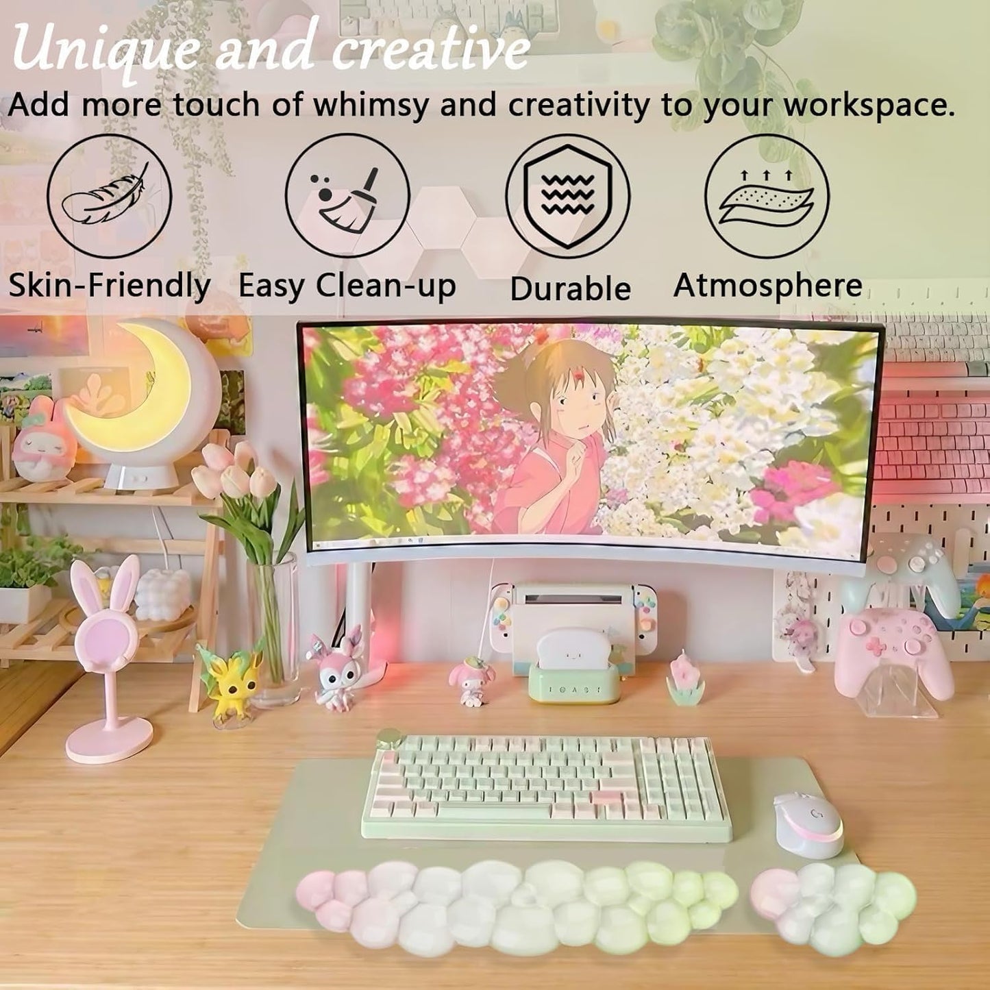 Gel Wrist Rest for Keyboard and Mouse Square Blue Plaid Clear Keyboard Wrist Rest Transparent Ergonomic Cute Checkered Mouse Wrist Pad Silicone Non-Slip Support for Computer Laptop Gaming Home Office