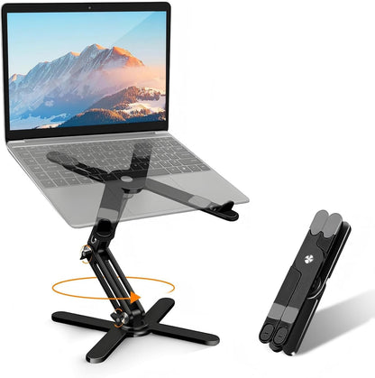Moallia Laptop Stand with 360 Rotating Base, Computer Notebook Laptop Riser Metal Holder for Desk Collaborative Work, Fully Foldable for Easy Storage, Fits All MacBook, Laptops up to 16 inches