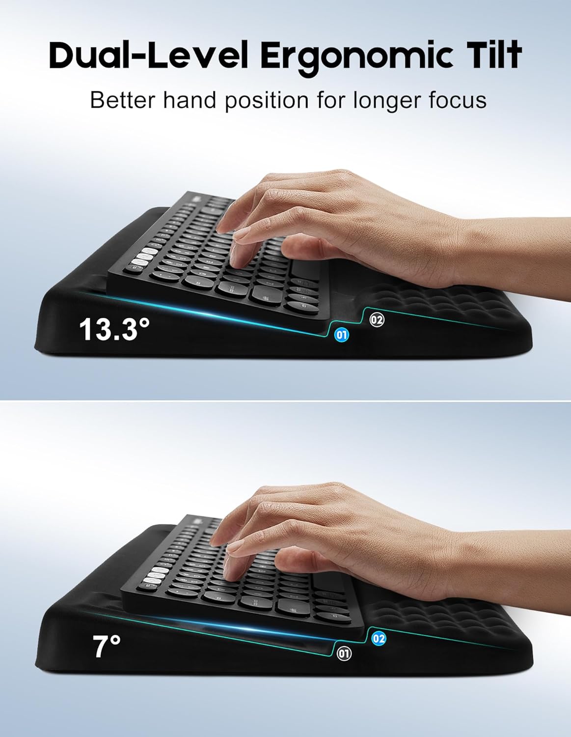 Wrist Rest with Keyboard Stand and Storage Slot, Ergonomic Computer Keyboard Wrist Rest, Soft Memory Foam, Non-Slip Base, Wrist Pad for Keyboard Pad with Wrist Support for Work Study Game