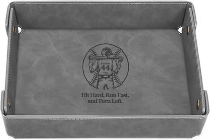 Engraved Leather Valet Tray for Men – Personalized Catchall with Custom Name for Desk, Dresser, Nightstand – Men's Organizer Tray for Keys, Wallet, Jewelry, Personalized Gift for Home, Office - Coffee