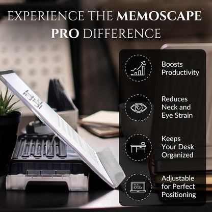MemoScape PRO Adjustable in-Line Document Copy Holder for Desk - Help Boost Productivity and Reduce Neck Strain - Paper Holder Stand for Desk - Office & Home Organization Accessory - White