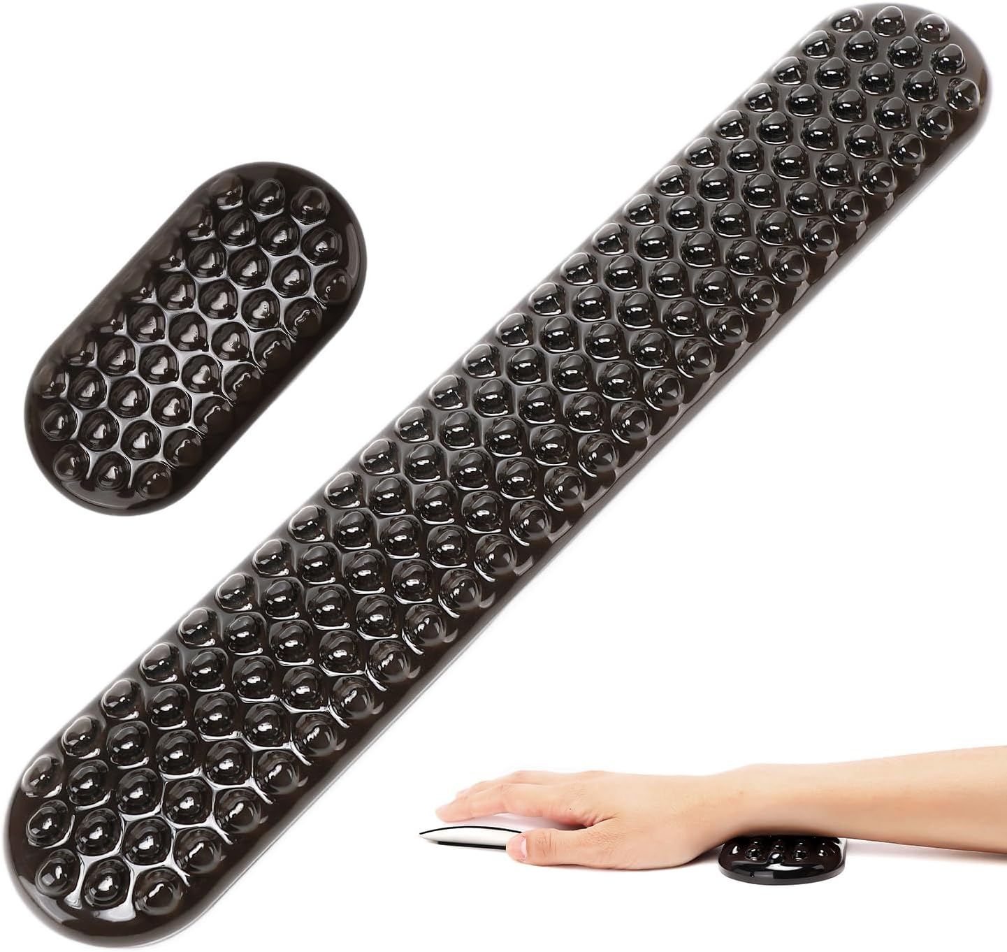 MEGREZ Clear Gel Wrist Rest for Keyboard and Mouse, Cute Crystal Gel WristRest, Ergonomic Wrist Rest Set, Cloud Wrist Rest Keyboard, Pink