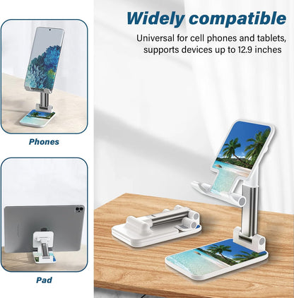 Desk Cell Phone Stand - Adjustable Angle-iPad Holder, Universal Compatible Phone Holder for Desk