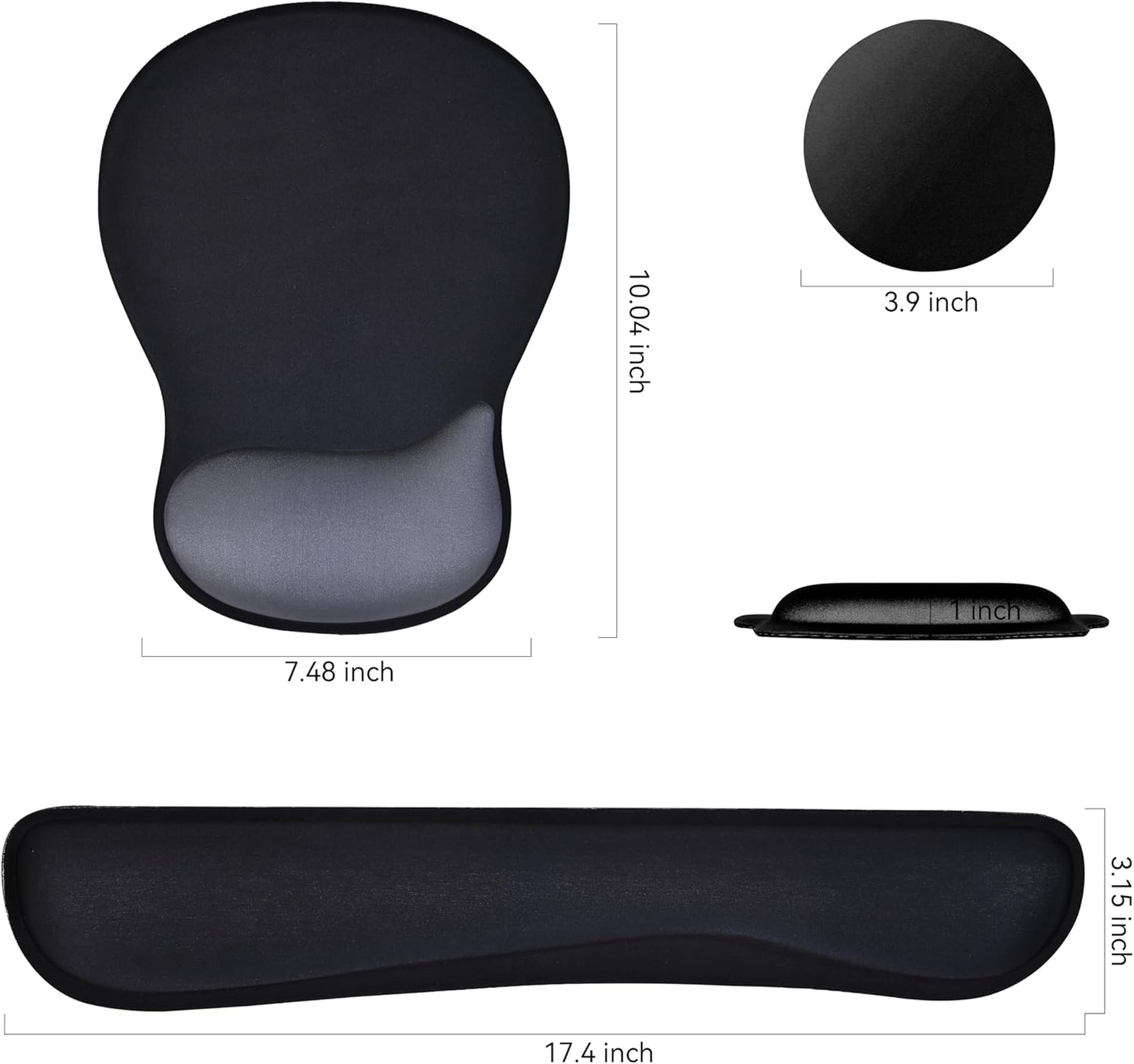 Wrist Rest Support for Mouse Pad Keyboard Set Circle Coaster Gaming Mouse Pad Ergonomic Gel Memory Foam Set for Computer, Laptop, Office, Pain Relief, Comfortably Typing Flowers KM-39
