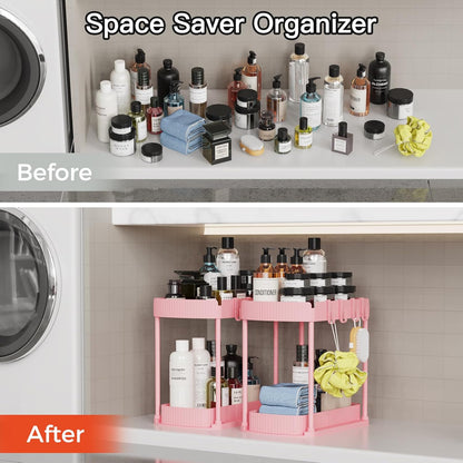 Ukeetap Multi-Purpose Pull-Out Storage Organizers, Under Sink/Cabinet Organizers and Storage for Bathroom & Kitchen, Black, 12.8 Inches, 2 Packs