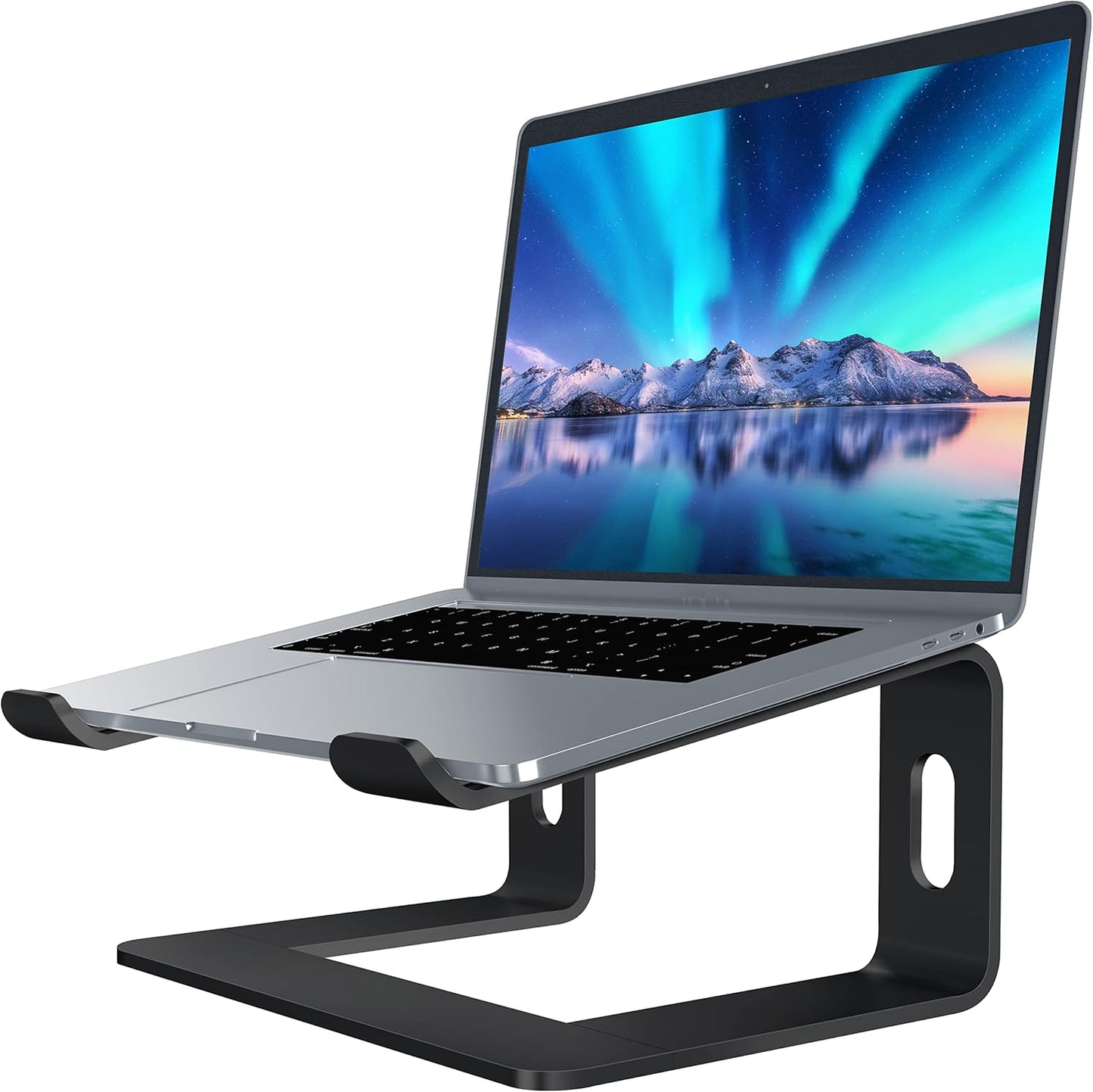 SOUNDANCE Laptop Stand, Aluminum Computer Riser, Ergonomic Laptops Elevator for Desk, Metal Holder Compatible with 10 to 15.6 Inches Notebook Computer, Silver