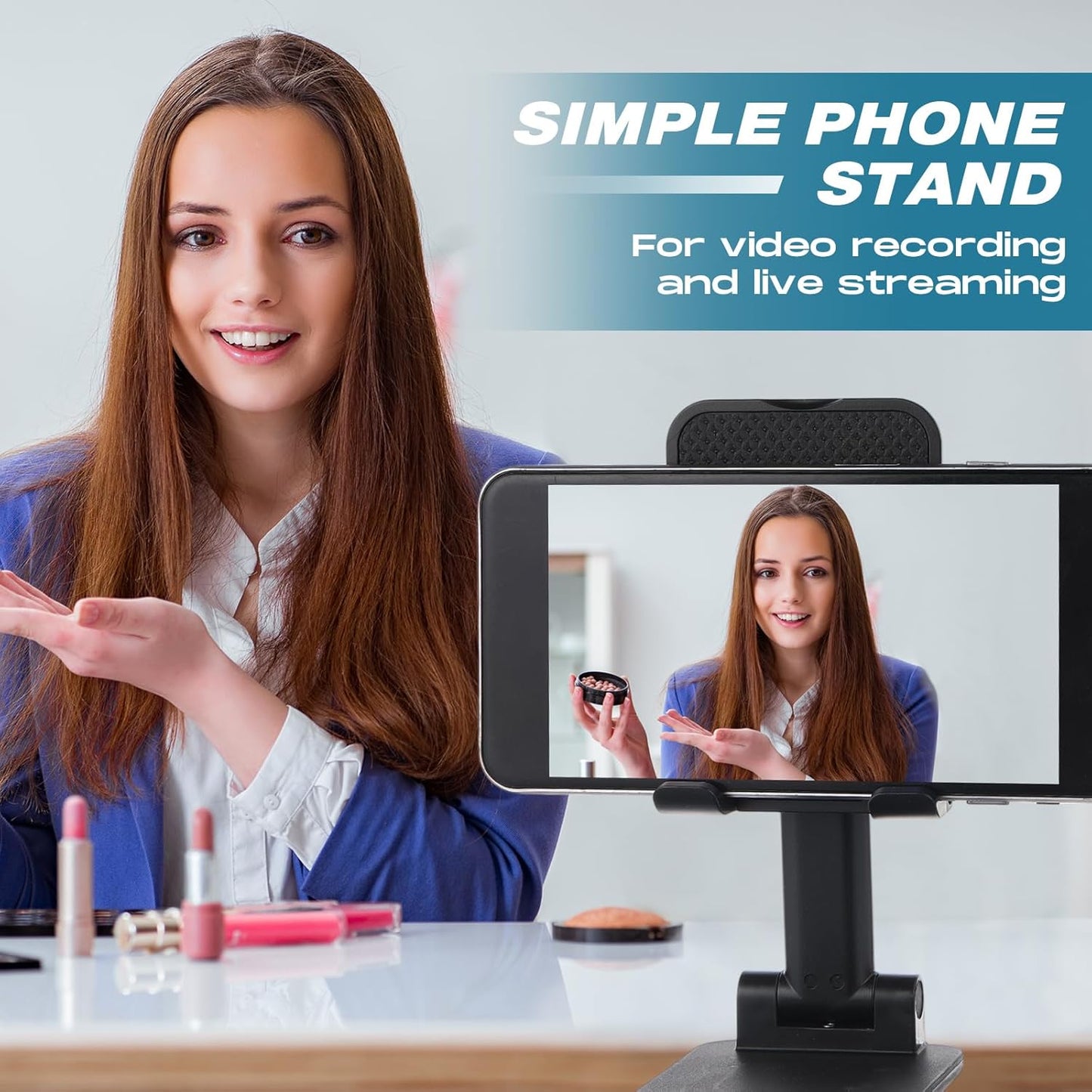 Wonderjune 12 Pcs Cell Phone Stand for Desk Phone Holder Stand Foldable Angle Height Adjustable Portable Holder Tablet for Office Travel Photography (White)