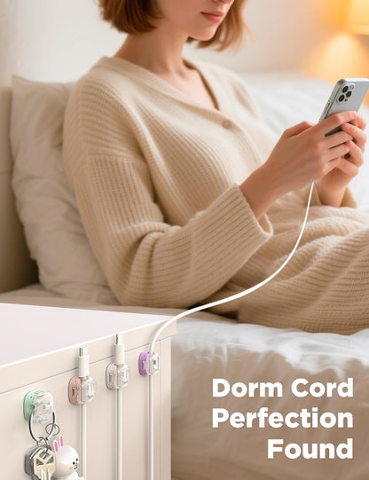 Cable Clips,8 Pack Cord Holder Cord Organizer [1s Lock & Strongest Adhesive] Spring Cord Clips Phone Charger Wire Desk Cable Management Nightstand Home Office School Decor Women Cute Desk Accessories