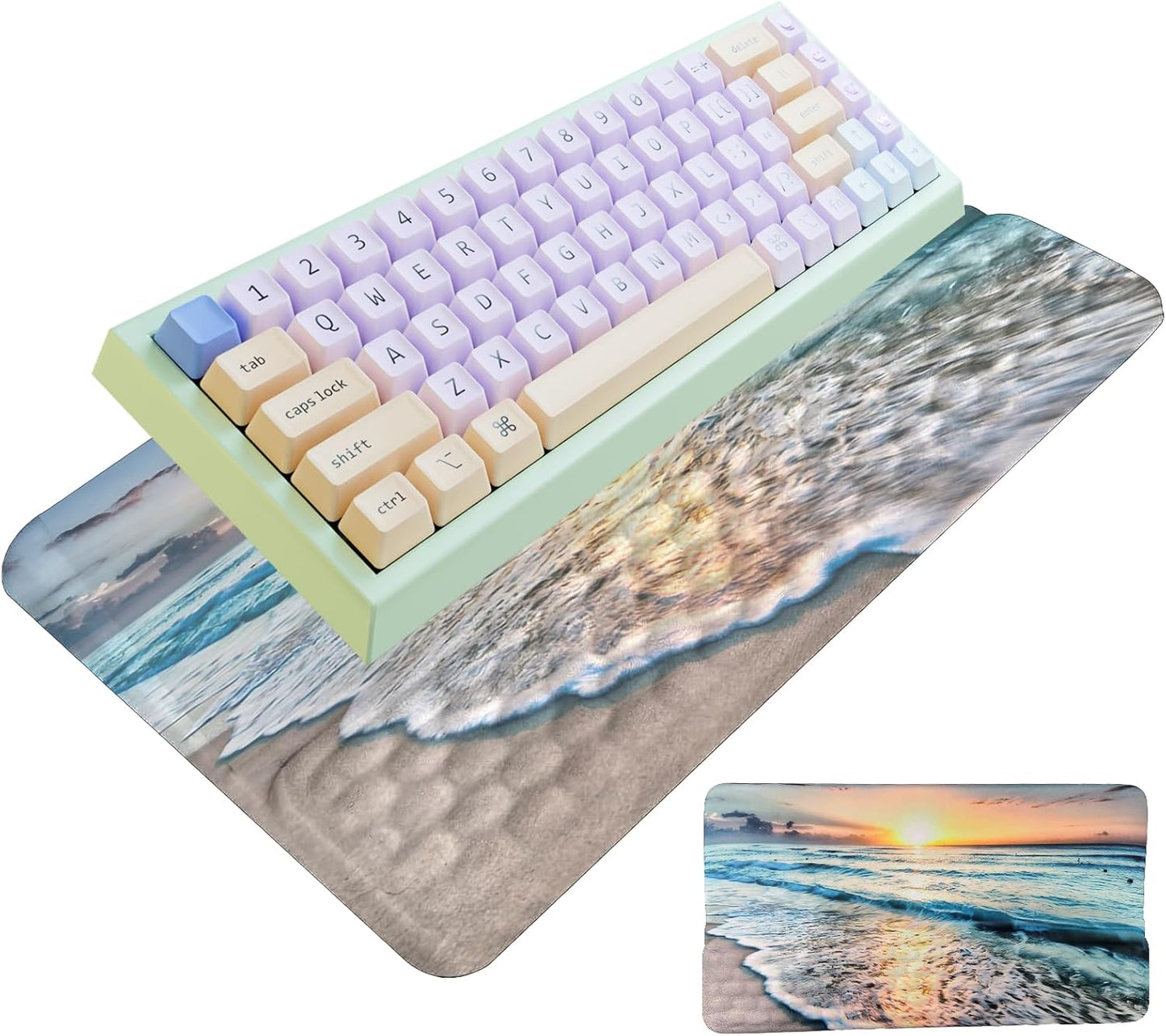 Computer Keyboard Stand Pad with Wrist Rest Purple Blue Cloud Keyboard Pad Support with Comfortable Galaxy Stars Wrist Pad Cute Girl Ergonomic Tilted Keyboard Riser Holder for Desktop Office Home