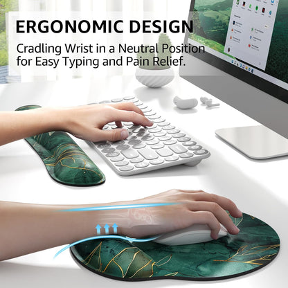 KTRIO Ergonomic Keyboard Wrist Rest and Mouse Pad with Wrist Rest Set, Memory Foam Wrist Support for Typing, Gaming, Office and Home Use, Black