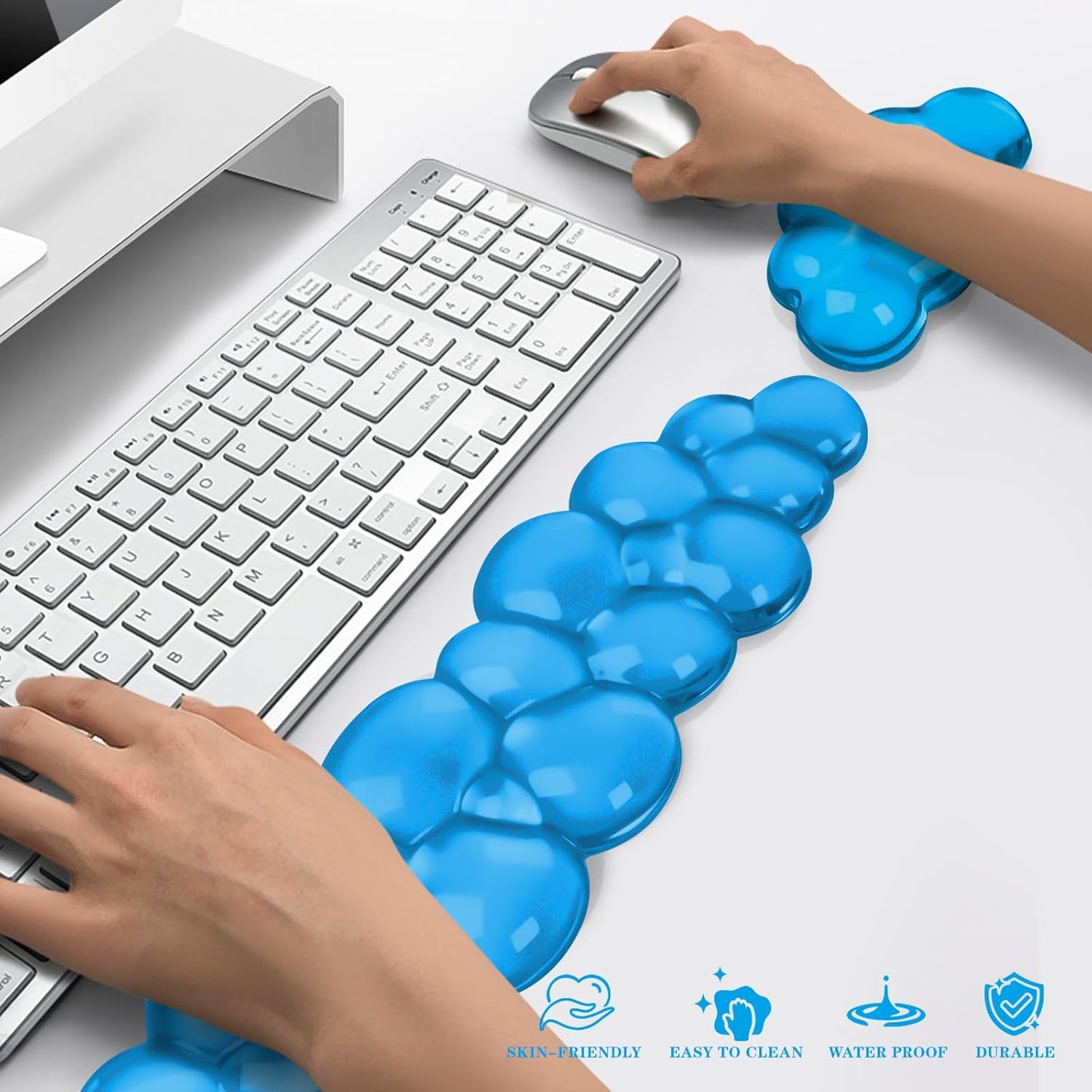 Gel Cloud Keyboard and Mouse Wrist Rest, Cute Wrist Support and Arm Support Keyboard Rest for Keyboard and Mouse Typing Pain Relief，Suitable for Office/Computer/Laptop/Gaming (Pink)