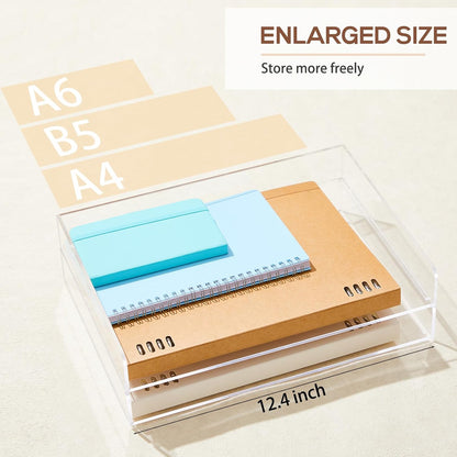 Harloon 4 Tier Paper Organizer Letter Tray Acrylic Desk File Organizer Heavy Duty Stackable Documents Clear Letter Paper Holder Sorter Office Tray for A4, Office Classroom Home File Pad Notebooks