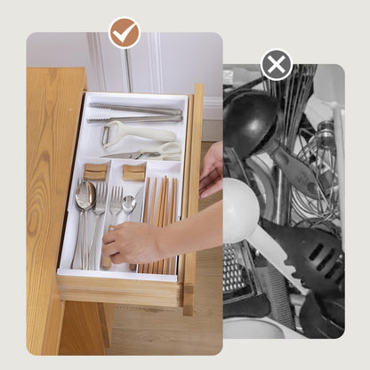 Plastic Drawers Organizer for Office Bathroom Bedroom Kitchen Desk - 1 Layers More White Storage Tray - Expandable 11.4-18.1 Inches (SHALLOW 1")