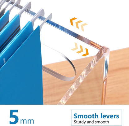 DINGHUO Acrylic File Folder Organizer, Hanging File Organizer Box, File Holder with Handles for Letter Size, Clear File Box Desktop Folder Storage for Office Home Work -1 Pack