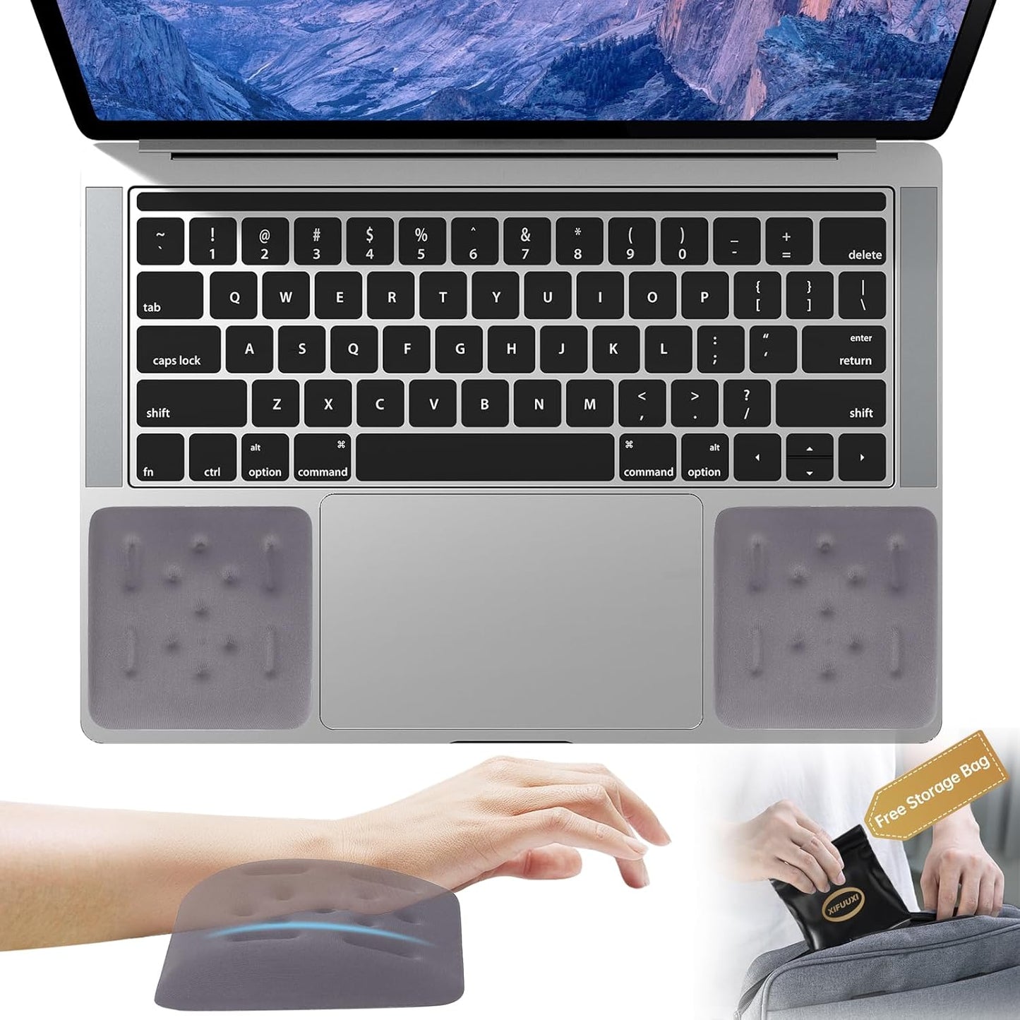 Upgraded Wrist Rest for Laptop, Ergonomic Memory Foam Laptop Wrist Pads for Computer Keyboard, Wrist Support Cushion for Typing (Black)