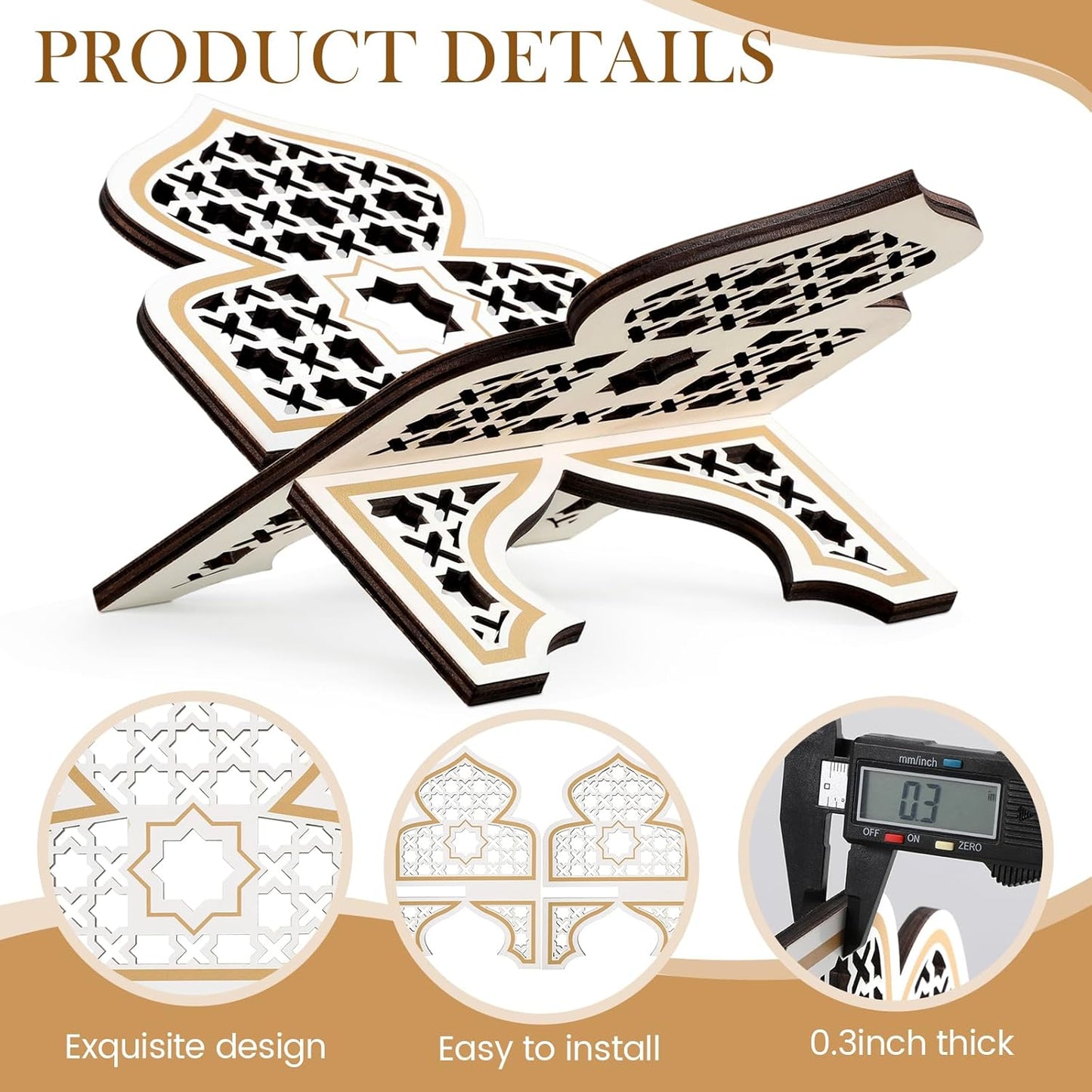 Weysat Quran Stand Bible Stands for Reading Quran Bible Holder Rehal Wooden Carved Eid Decorative Book Shelf Islamic Rehal Gift for Reading Religious Texts Durable Support