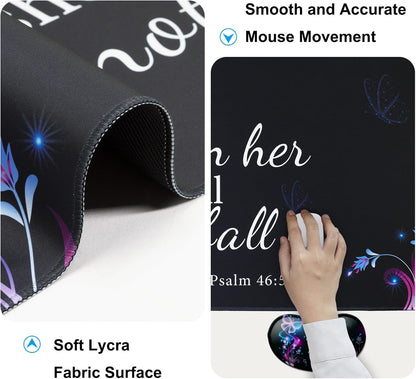 Keyboard Wrist Rest + Mouse Pad with Wrist Support + Desk Mat + Coaster 4 in 1 Set, XXL Large Gaming Mousepad Cute Ergonomic Mouse Pads for Desk Computer Laptop Office Decor-Beach