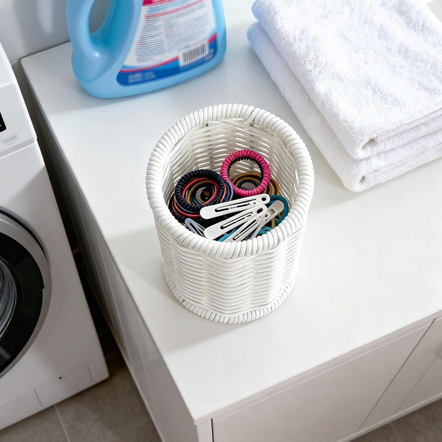 Clear Acrylic Cotton Swab Ball Holder Qtip Organizer with Lid 2-Grid Canister for Make Up Pads, Floss Picks, Vanity Storage,Bath Salts, Cosmetics, Home Bathroom Decor (DP004)
