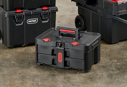 Keter Stack-n-Roll Two Drawer Tool Box for Small Parts and Power Tool Accessories, Fits Keter Modular Tool Storage System