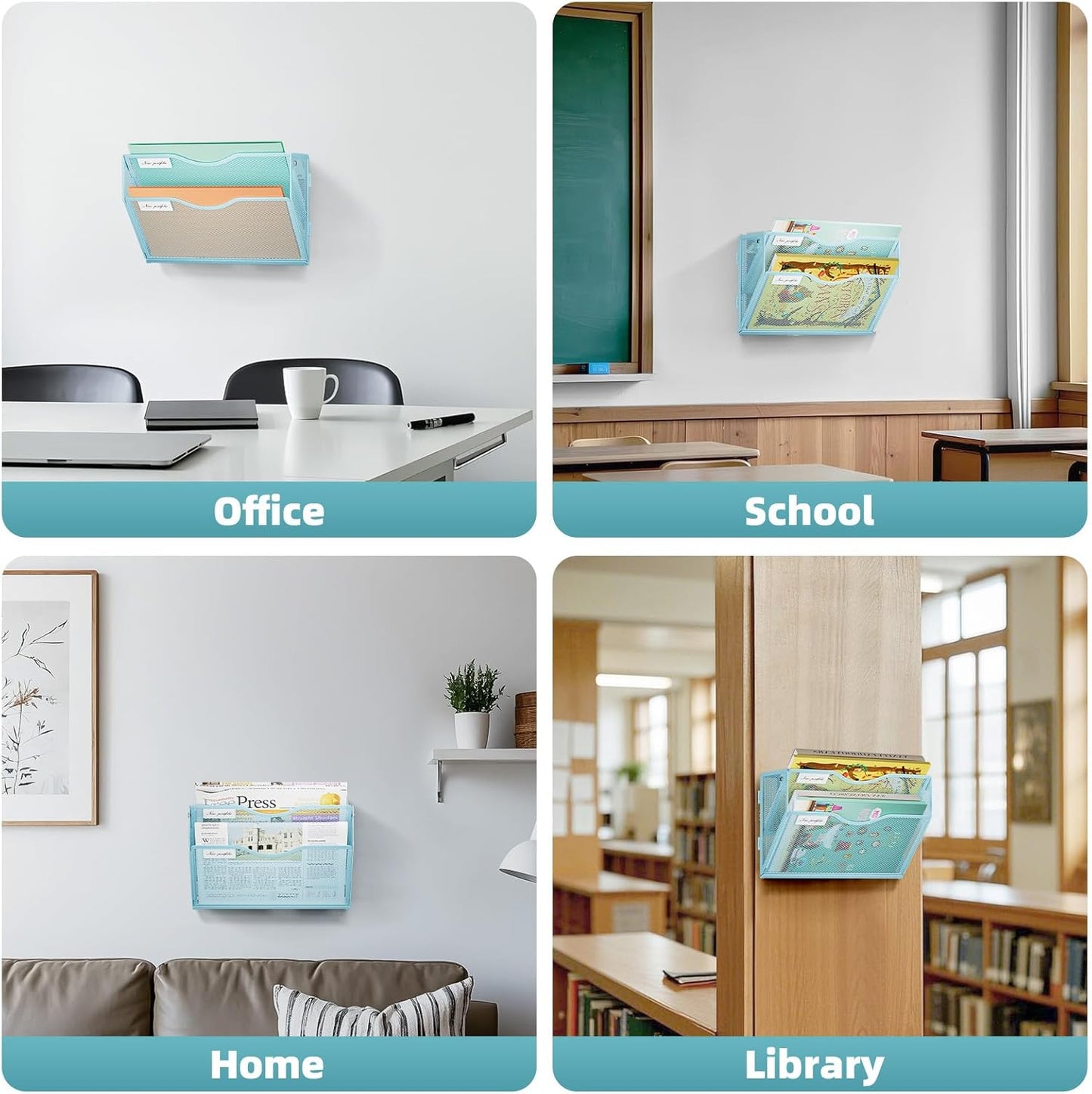 Marbrasse Wall File Holder 2-Tier Hanging Wall File Organizer, Mesh Mail Holder for Papers, Wall Mount File Clipboard & Magazine Organizer Great for Office Home (Black)