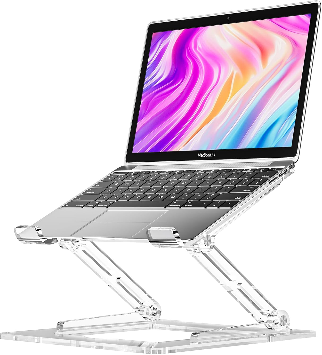 Laptop Stand for Desk - Adjustable Laptop Holder, Portable Laptop Riser with Multi-Angle Height Adjustable Computer Stand for MacBook Air/Pro and More Notebooks 10-17.3" - Grey