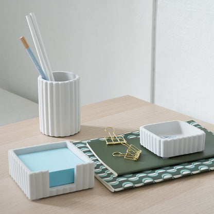 KIBAGA Modern Aesthetic Desk Accessories Set of 3 - Stylish Concrete Organizers for Pens & Office Supplies - A Cute and Functional Addition to Your Workspace Decor